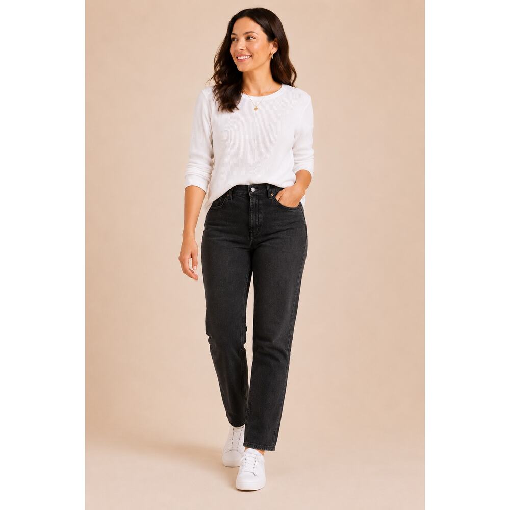 H&M Women’s Black Straight Leg Jeans Minimalist Capsule Wardrobe Size 10